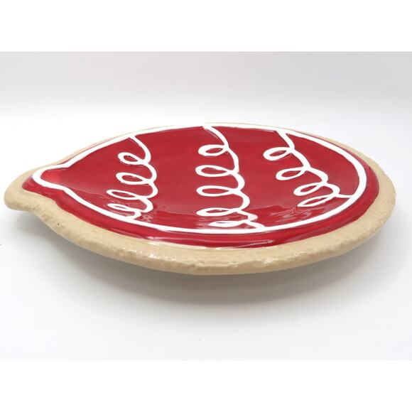 Fitz & Floyd Santa’s Kitchen Ornament Small Ceramic Platter Red Cookie Plate - Picture 6 of 10